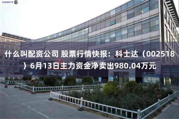 什么叫配资公司 股票行情快报：科士达（002518）6月13日主力资金净卖出980.04万元