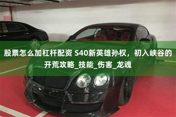 股票怎么加杠杆配资 S40新英雄孙权，初入峡谷的开荒攻略_技能_伤害_龙魂